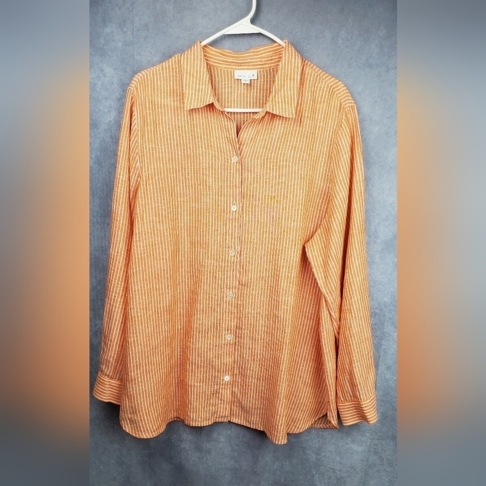 J. Jill Pure linen button down Plaid  Women's shirt‎ Size L
